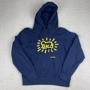 Uniqlo x Keith Haring Sz S Blue Fleece Crawling Baby Pop Icons Hoodie READ*